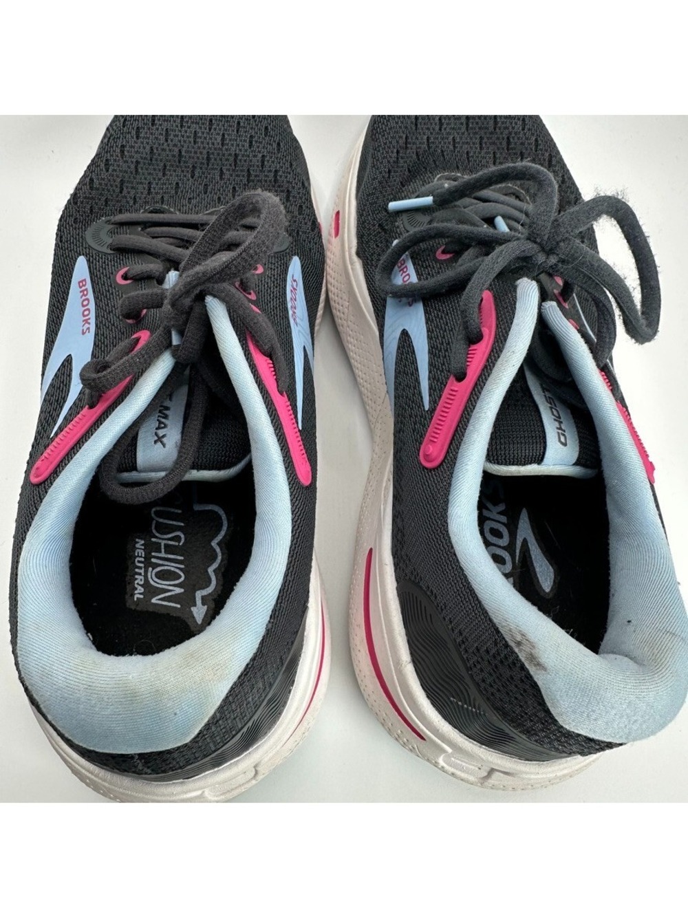 Brooks Ghost Shoes Womes Size 8.5 D Black Blue Running Cushioned Trainer - Picture 7 of 10